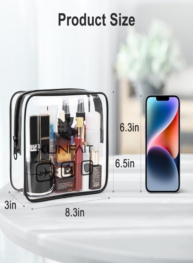 KUNFAIT Transparent PVC Makeup Pouch Travel Organizer Zipper Cosmetic Toiletry Bag for Men & Women Set of (3) - Image 3